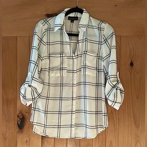 White with black button up